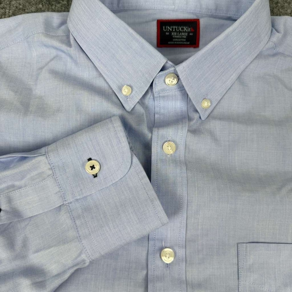 Untuckit Hillside Select Mens Button Down XXL Wrinkle Free Light Blue EUC